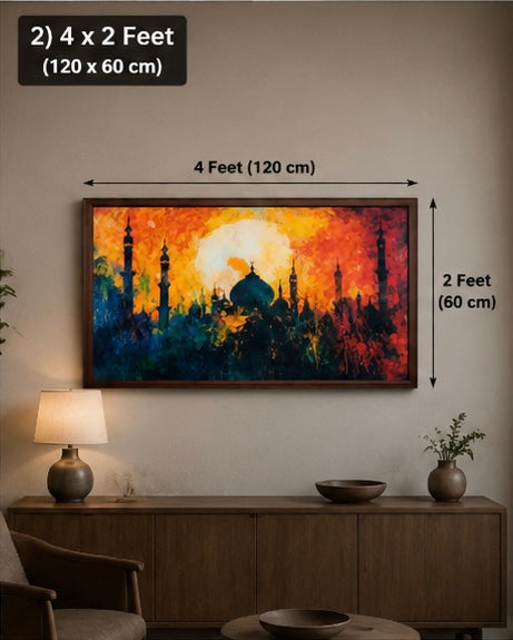 Golden Mosque Skyline Velvet Wall Frame