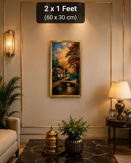 Autumn Countryside Landscape Velvet Wall Frame | Premium Home Decor
