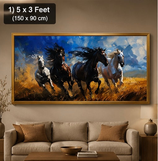 Galloping Horses Premium Velvet Wall Frame