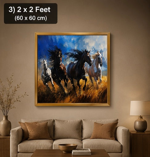 Galloping Horses Premium Velvet Wall Frame