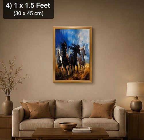 Galloping Horses Premium Velvet Wall Frame