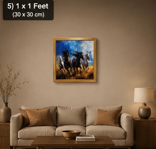 Galloping Horses Premium Velvet Wall Frame
