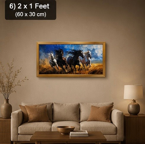 Galloping Horses Premium Velvet Wall Frame