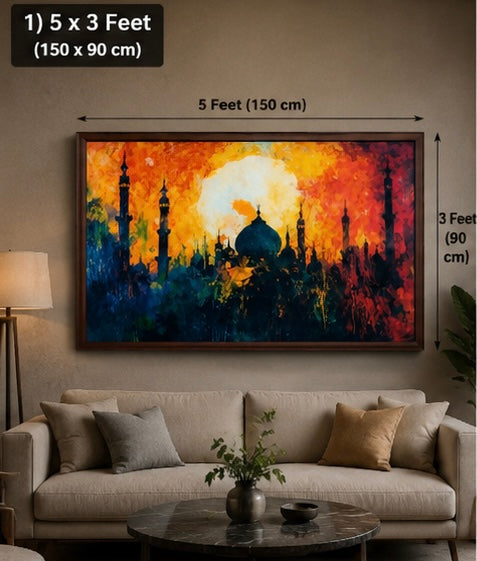 Golden Mosque Skyline Velvet Wall Frame
