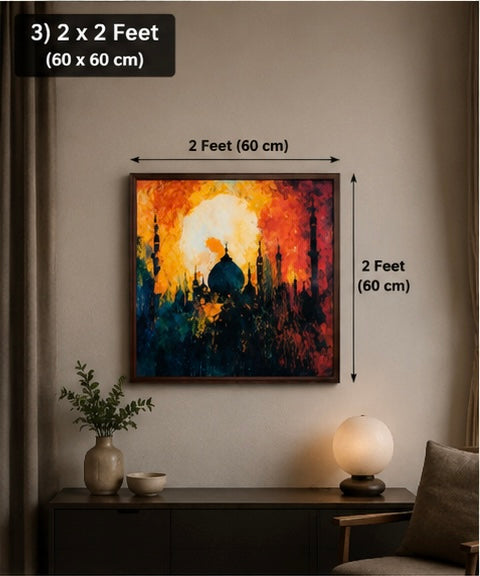 Golden Mosque Skyline Velvet Wall Frame