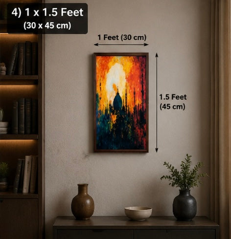 Golden Mosque Skyline Velvet Wall Frame