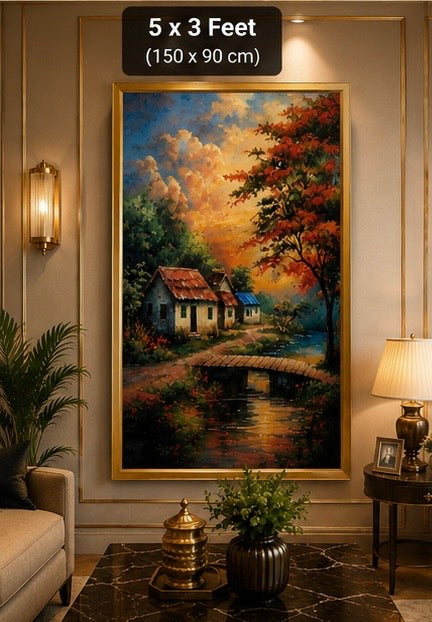 Autumn Countryside Landscape Velvet Wall Frame | Premium Home Decor