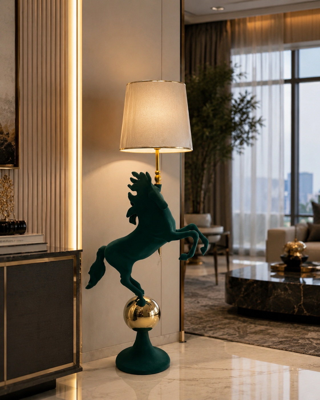 Luxury Velvet Horse Table Lamp | Premium Modern Home Décor | Decoverse