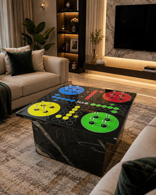 Luxury Ludo Coffee Table | Premium Marble Finish Game Table